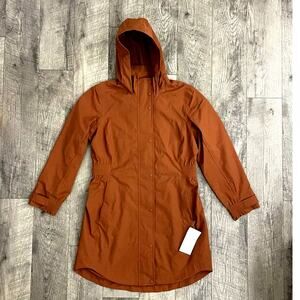 Athleta Women's Rainout Sutro Long Trench Rust Orange